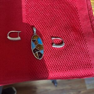 Silver and Brown Geometric Brooch